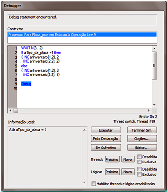 Janela DEBUG